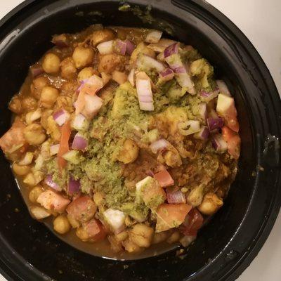 Samosa Chaat, made vegan w/o yogurt. $6.95