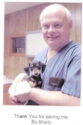 Dr Bob with "Bo" saved from Parvo