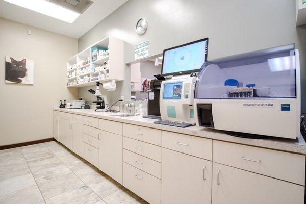 Fully stocked pharmacy and a full-service laboratory.