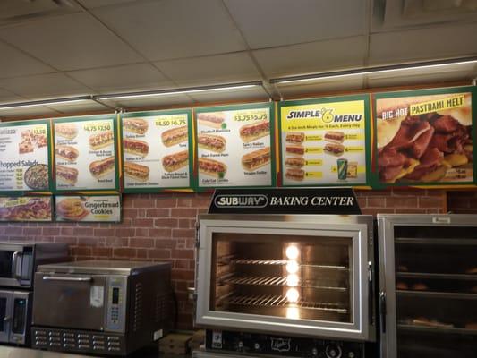 Inside Menu at Subways