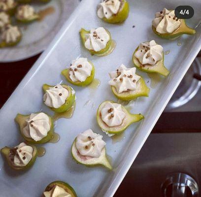 Fresh picked figs with brown butter goat cheese and honey. Absolutely stunning.  Not pictured: the porkchop.