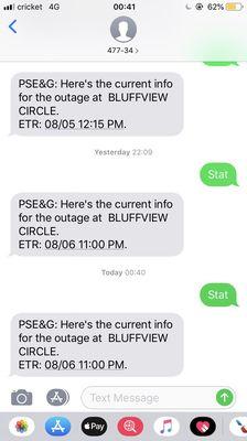 At least you can text when the PSE&G website is overwhelmed by victims..er customers trying to see what's happening