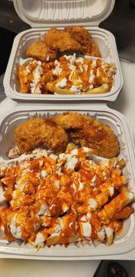 3 tender combo upgraded to the kikis fries with chicken (buffalo style)