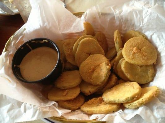 Fried pickles with chipotle sauce!  Yum!