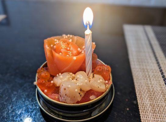 Free birthday sashimi and rice