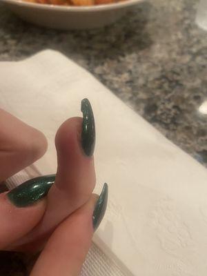 Uneven nail that keeps getting caught on everything