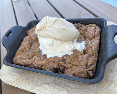 Chocolate Chip Cookie Skillet - ice cream topped with peanut butter cream