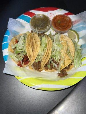 Fajita and pastor tacos