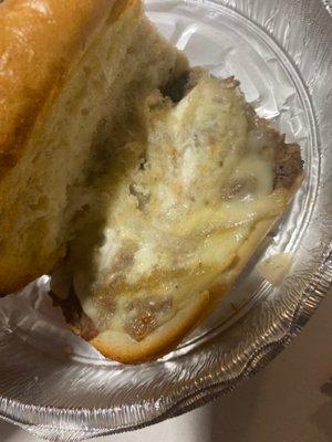 Cheesesteak with "everything" on it