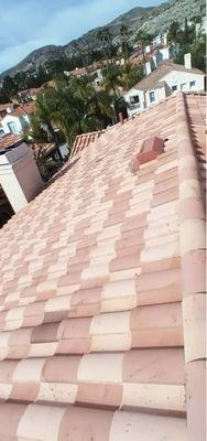 Power wash tile roof cleaning by California First Roofing