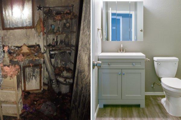 Before and After photo of fire restoration project that our company completed.