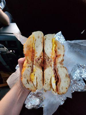 TEC bacon asiago bagel