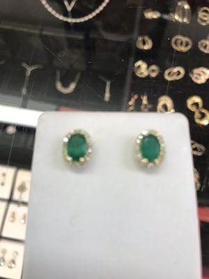 Columbian Emeralds & Diamonds set in 14k yellow Gold