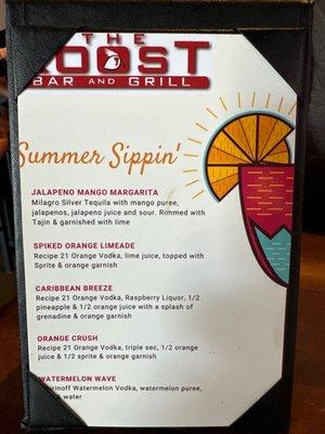 Great summer drink menu!