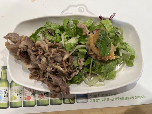 Recommended way to eat (on the right): put duck on salad, put some side dishes on top, and eat it all together. So good!!!!