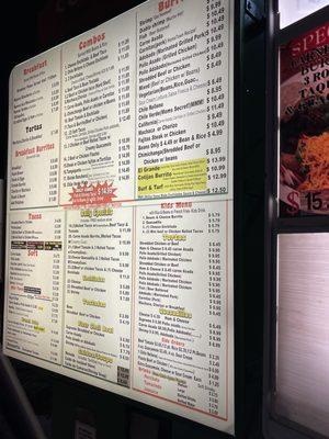 Menu w/updated prices 11/22