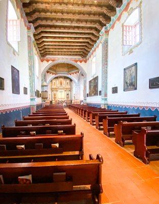 View of the long and narrow church