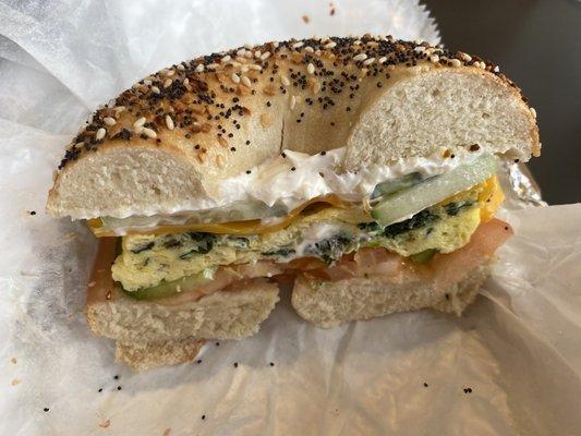 Spinach Omelet Breakfast with bonus veggies on everything.