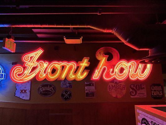 Front Row Fridays sign broken by a Mark McGwire home run