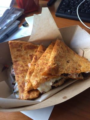 Wild mushroom quesadilla. Gruyere. Country ham.