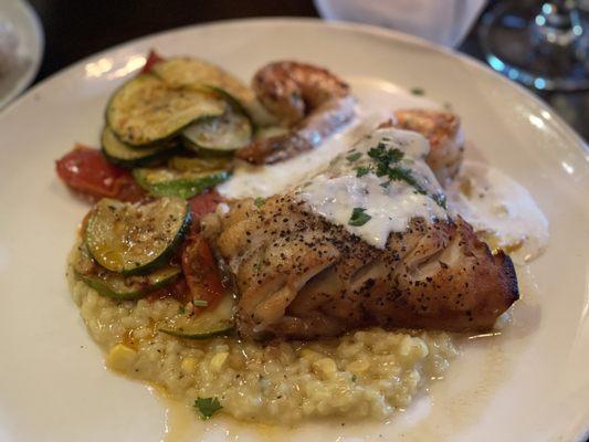 Delicious tile fish and blackened shrimp