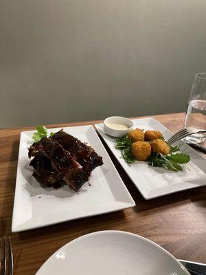 Ribs and crab cakes