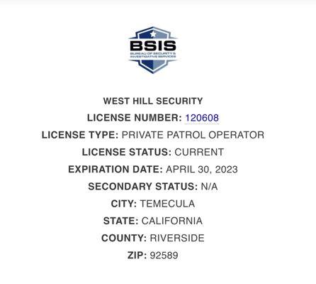 BSIS License