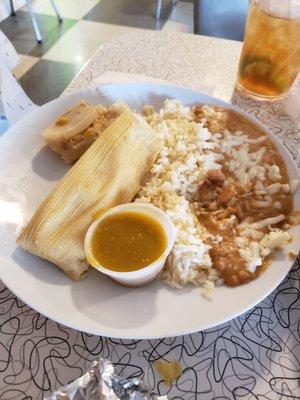 Tamales rice and beans