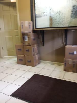 Boxes in the waiting room.