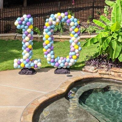 I make balloon yard numbers for birthdays and aniversaries. Great for indoors or outdoors. I set up, inflate, and tear down.