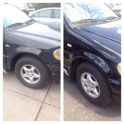 My bumper, fender, rear view mirror, and turn signal light were ruined when my tire blew.  Two days at this shop did the trick!