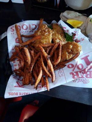 Cod fish with Sweet potatoes fries! Yum!