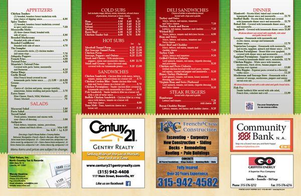 Capri Pizzeria 2018 Menu