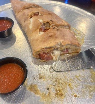 Large deli Stromboli after we removed two pieces