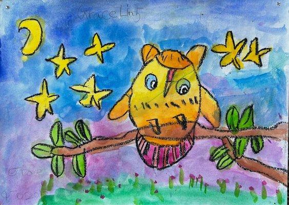 Five-year-old girl won the gold medal in the competition for her watercolor painting