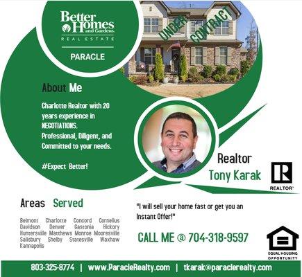 Charlotte Realtor with 20 years experience in NEGOTIATIONS. Professional, Diligent, and Committed to your needs.