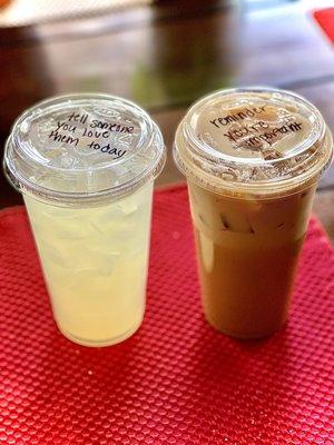 Mint lemonade & iced vanilla latte