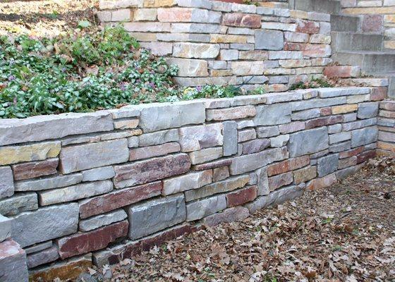 Chilton stone retaining wall. Weathered edge look. In St. Louis Park, Minnesota.