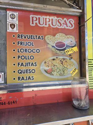 Pupusas menu