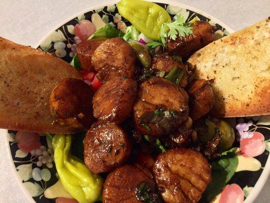 Scallops on sale today $10 & change a Lb.  I made blackened scallops on Salad - yum!