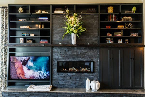 Fireplace and Storage Design and Decor