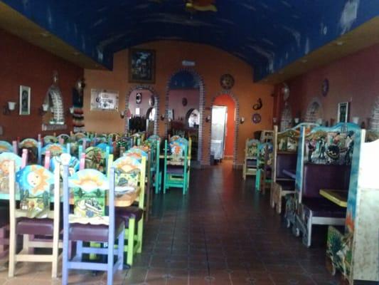 Just one of the dining rooms at Mario Bros. Large resturant serving good Mexican food.