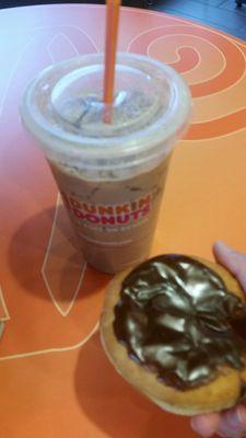 Medium iced mocha with Boston kreme donut