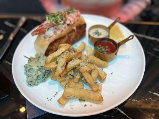 Lobster roll with hand cut fries