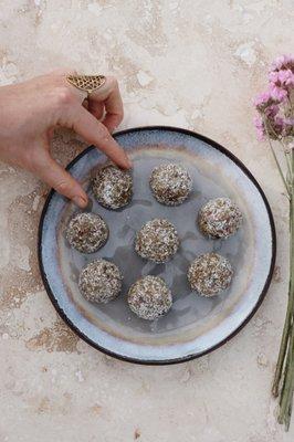 Vegan and Gluten Free Vanilla Mint Balls from Wholistic Confections. Only at The Pantry Wellness Market