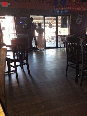 Dining area with Halloween decorations.