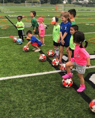 Mini Colts & Hawks playing before the OCFC soccer game, and did we have a party!