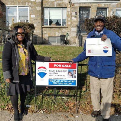 Darlene and our Seller Client, Mr. Jones posing after closing.