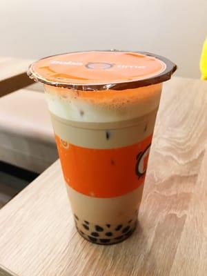 Duet milk tea with boba.