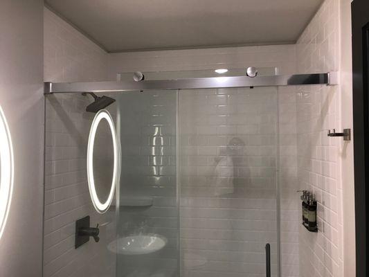 Barn door shower door